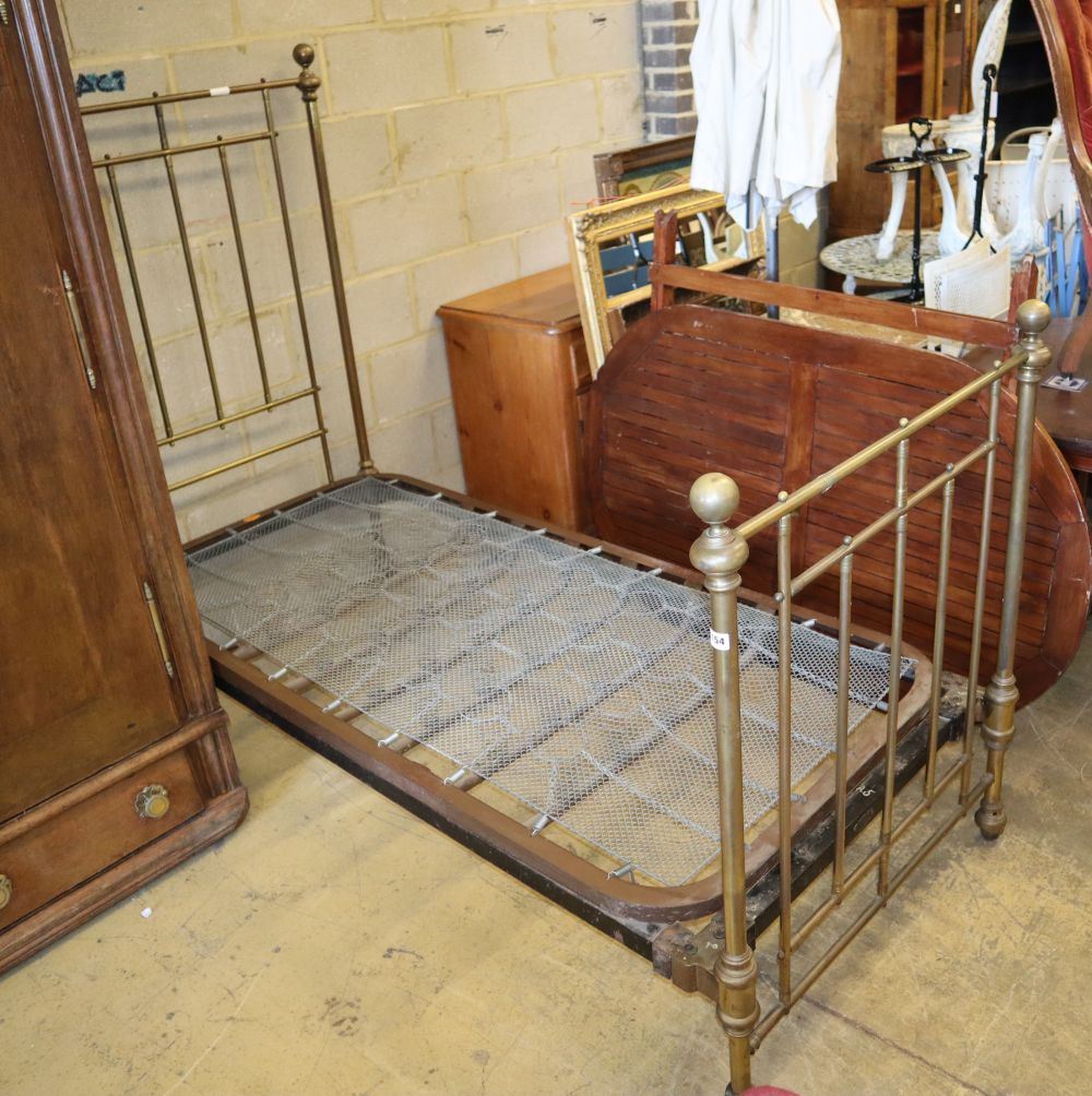 An Edwardian tubular brass single bedframe, W.93cm